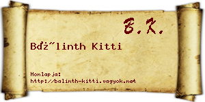 Bálinth Kitti névjegykártya